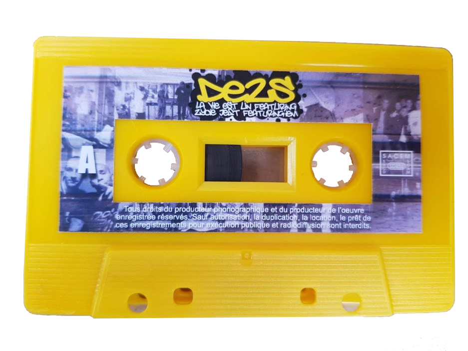 cassette with sticker stereo style